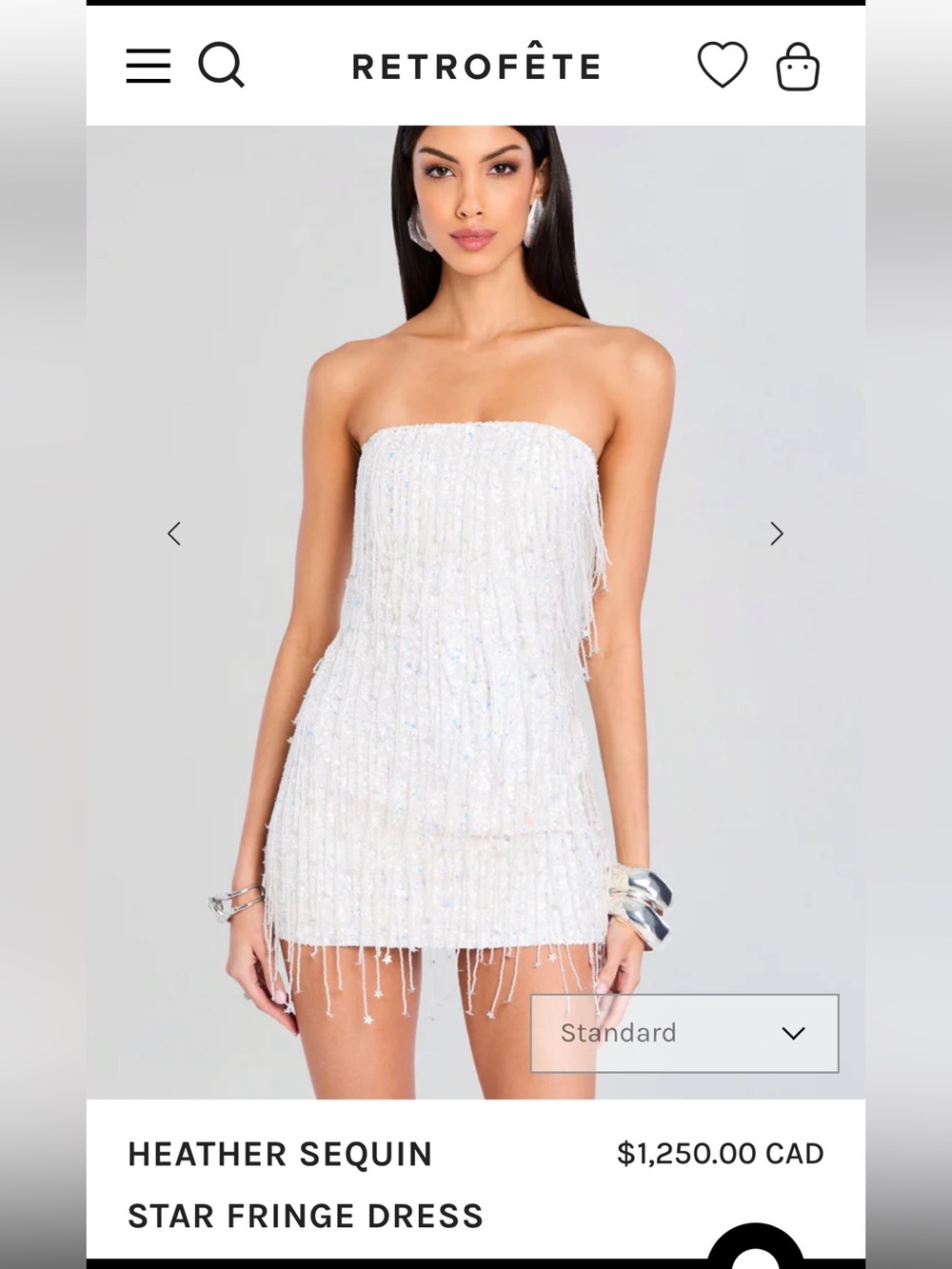 NWT Retrofête White Strapless Sequin Fringe Mini Dress